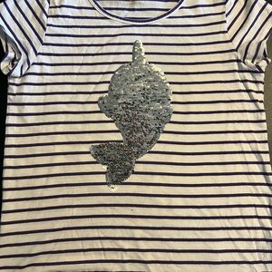 Striped Kids Shirt with Sequin Dolphin A44